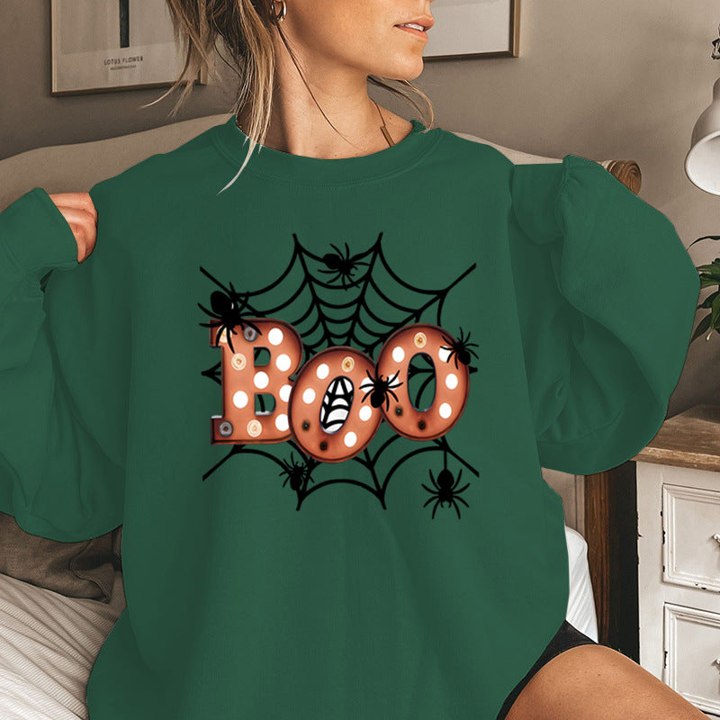 Kvinders sweatshirt med kreativ Halloween edderkoppespind design Stilla