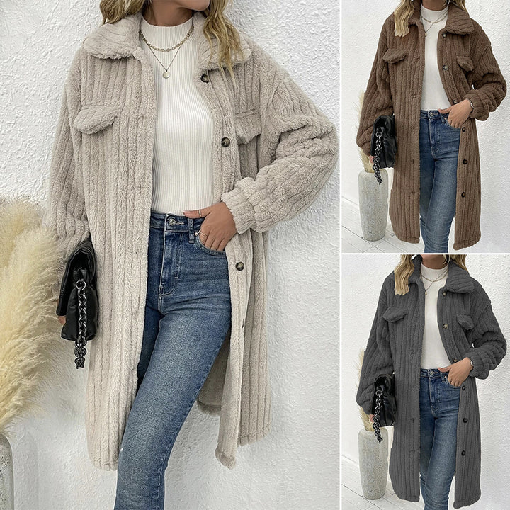 Dame afslappet oversized uldfrakke med struktureret design Stilla