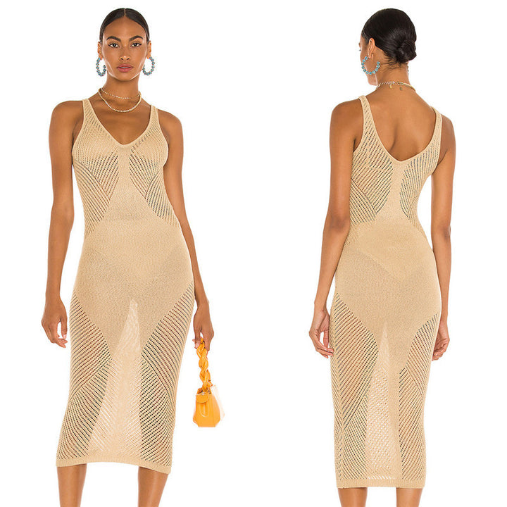 Dame hæklede bodycon kjole med elegant snit Stilla