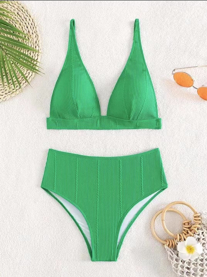 Damer Højskåret Bikini med struktureret overflade og minimalistiske stropper Stilla