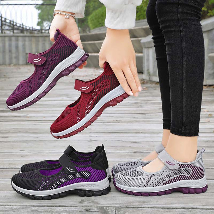 Dame Sports Slip-On Sneakers med justerbar rem og åndbar overmaterialestruktur Stilla