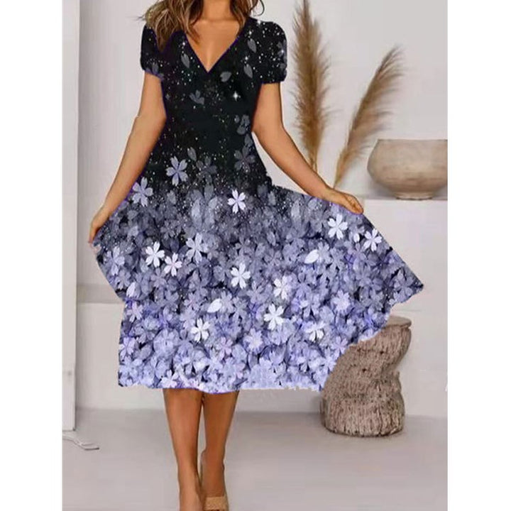 Dame Elegant Vokskjole med blomsterprint og puffærmer Stilla