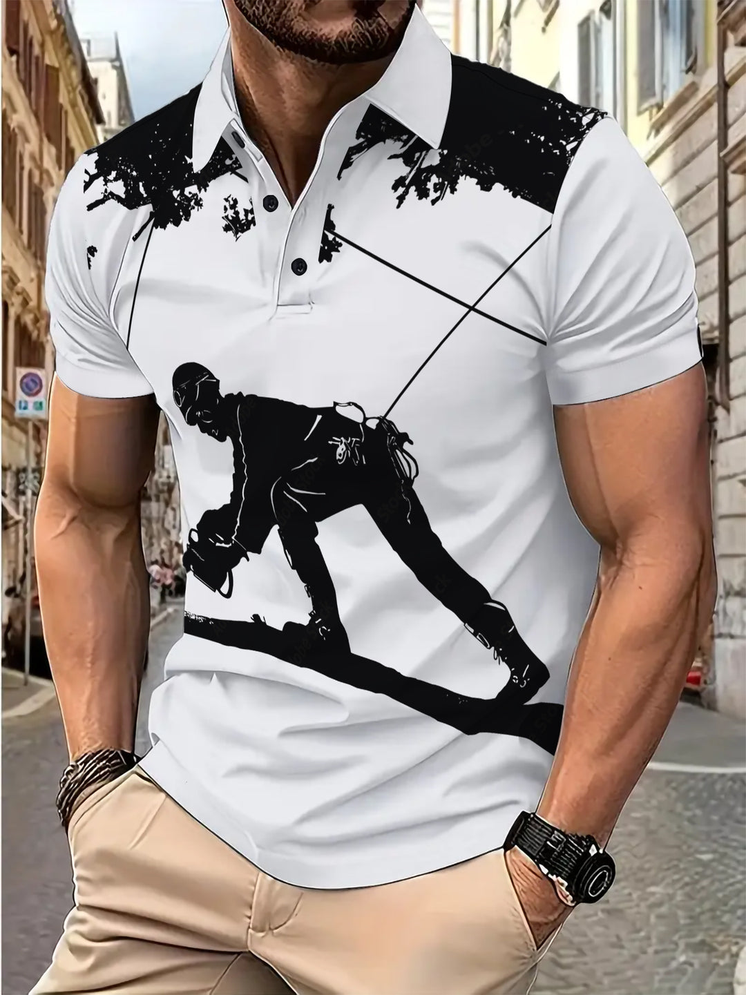 Herrer polo shirt med dynamisk klatredesign og innovativ åndbarhed Stilla