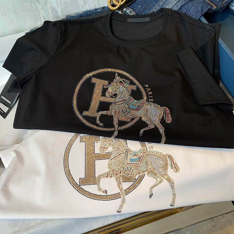 Dame T-shirt med glitrende heste motiv Stilla