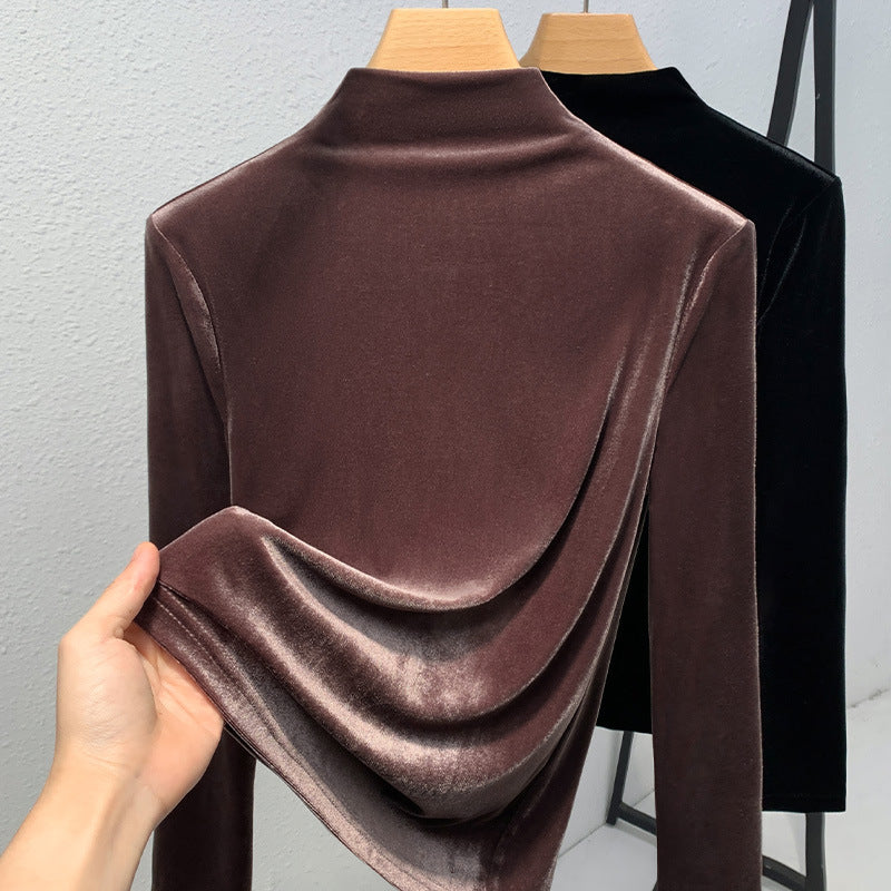 Damer elegant top med luksuriøs velour og draperede detaljer Stilla