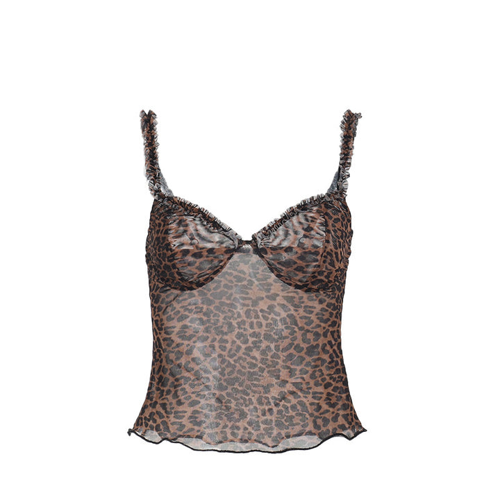 Dame legespryds spids-crop-top med spændende leopardmønster Skovae