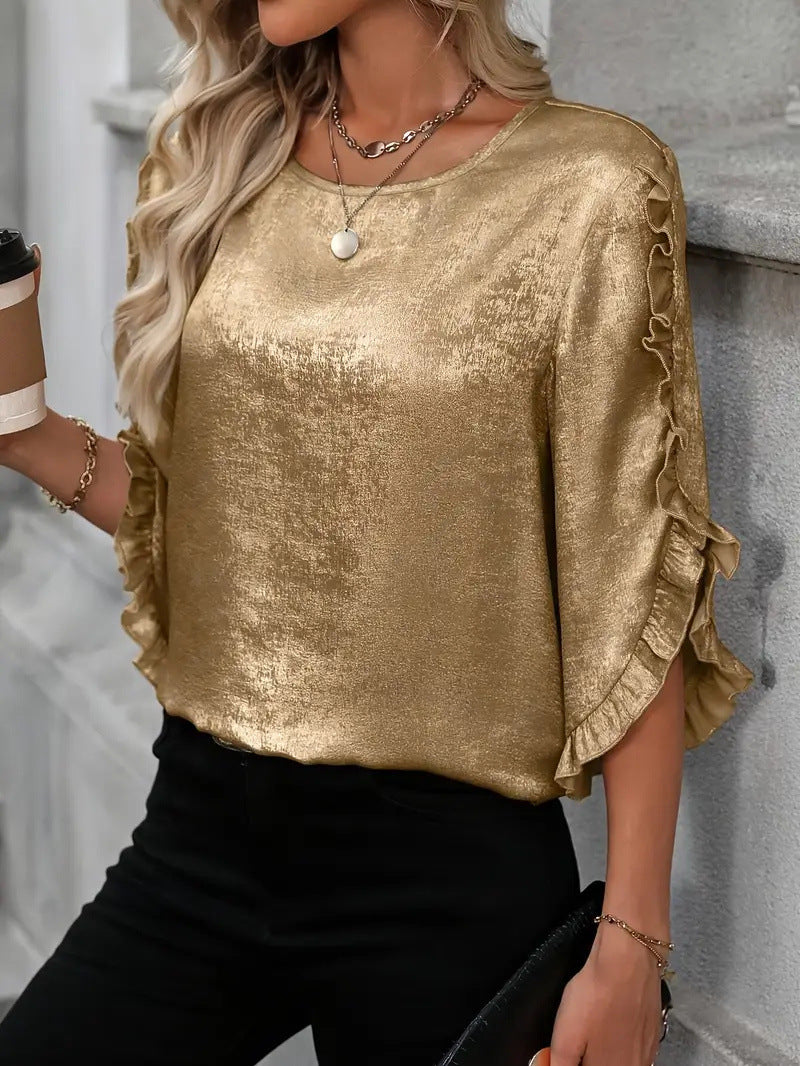 Dame elegant bluse med raffinerede flæsedetaljer Stilla
