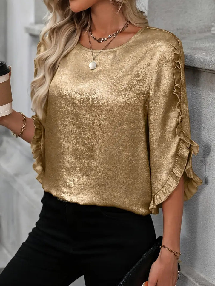 Dame elegant bluse med raffinerede flæsedetaljer Stilla