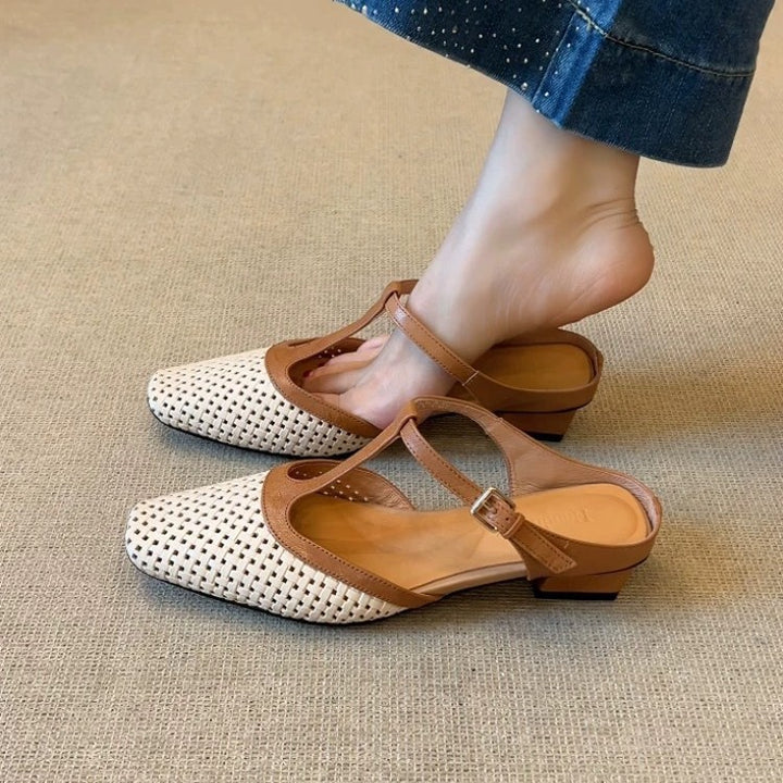 Dame Komfortable T-strap Ballerinas lavet af åndbart materiale Stilla