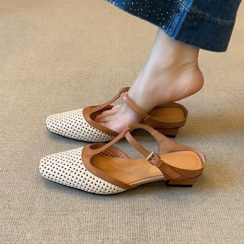 Dame Komfortable T-strap Ballerinas lavet af åndbart materiale Stilla
