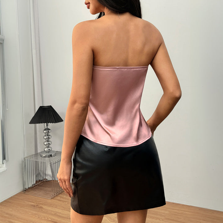 Kvindernes stropløse chiffon top med flydende snit Stilla