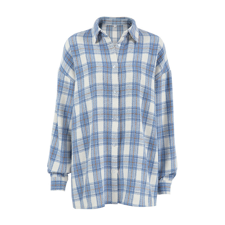 Dame Oversized Flannel skjorte med ternet mønster og afslappet snit Stilla