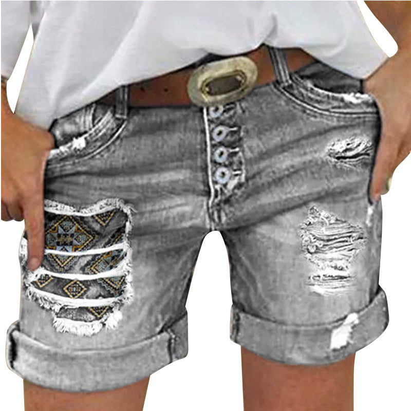 Dame modiske destroyed Jeansshorts Skovae