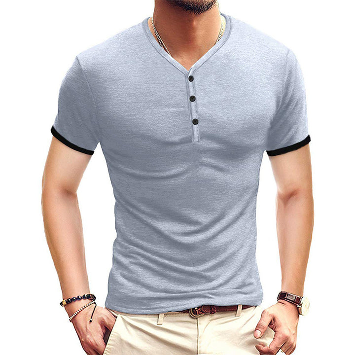 Herrer kortærmet Henley-shirt med kontrasterende accenter Stilla