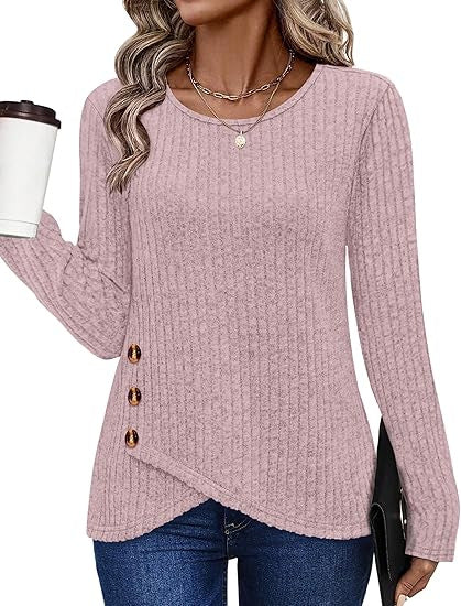 Damer fashionable og casual top med knapdetaljer Stilla