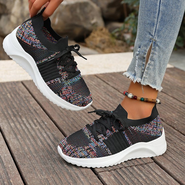 Dame Sporty Sneakers med åndbart strik-overflade og polstret sål Stilla