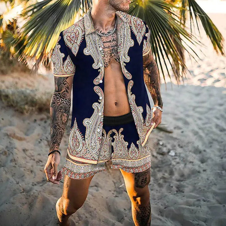 Herrer Elegant Paisley Print Sommer Fritids sæt Stilla