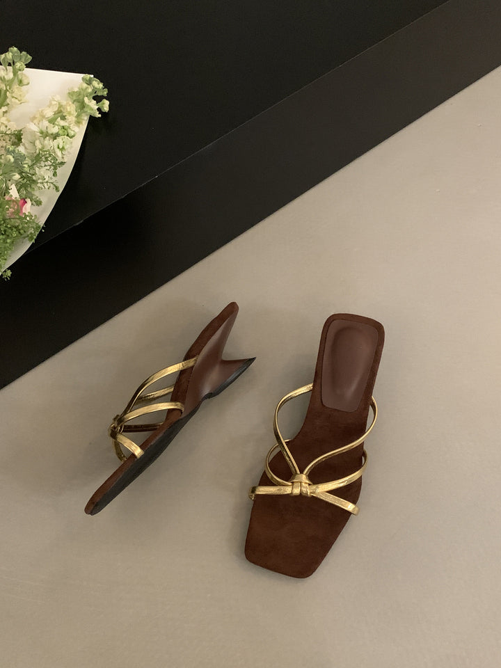 Dame Chic Rem Sandaler Åben Tå Hæle med Elegante Detaljer Stilla