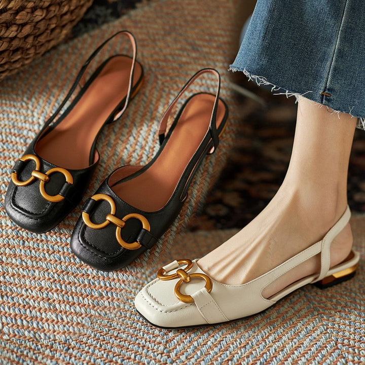 Femme elegante Slingback Ballerinaer med kæde-detalje Stilla