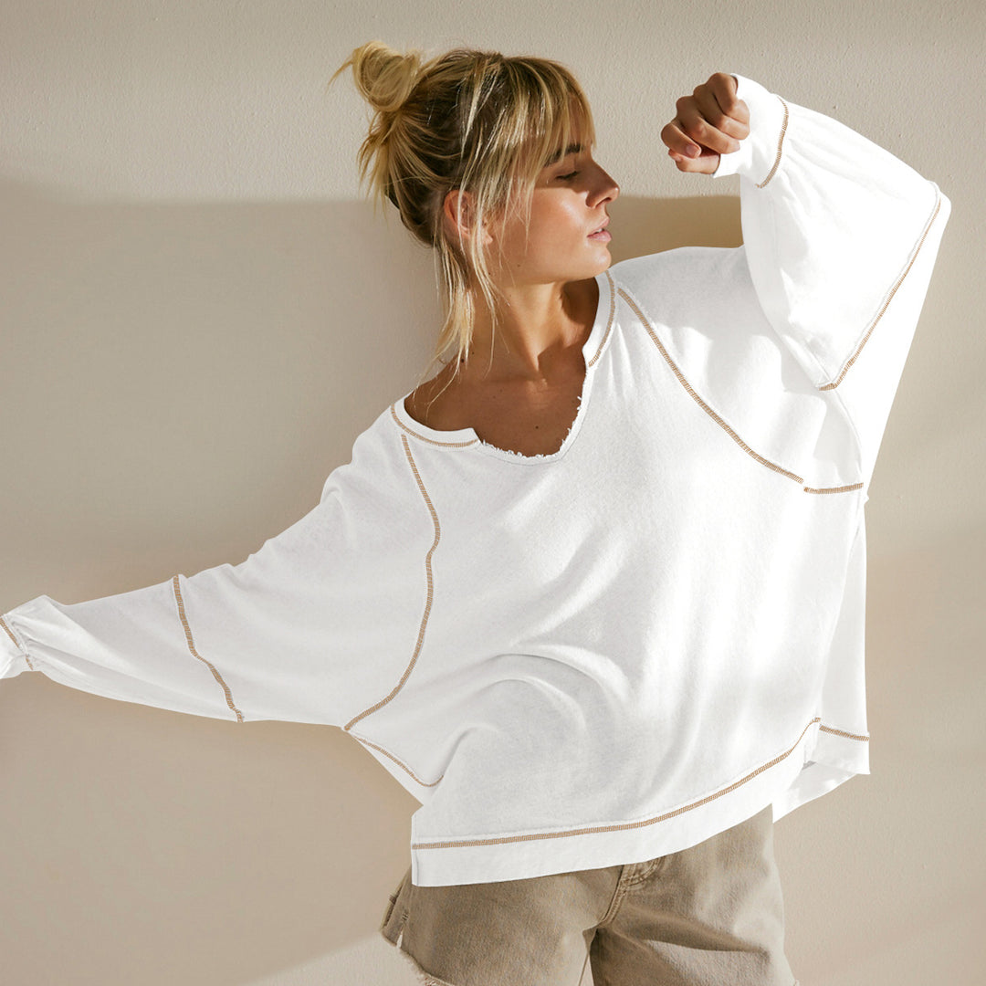 Damer afslappet oversized sweatshirt med rund hals og bløde ærmer Stilla
