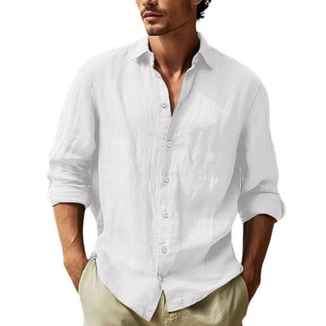 Herrer Elegant linned skjorte med moderne snit og afslappet look Stilla