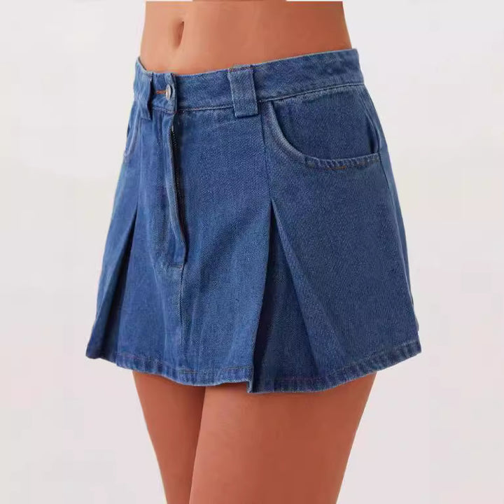 Dame Denim Latzbluse i moderne snit med praktiske lommer Stilla