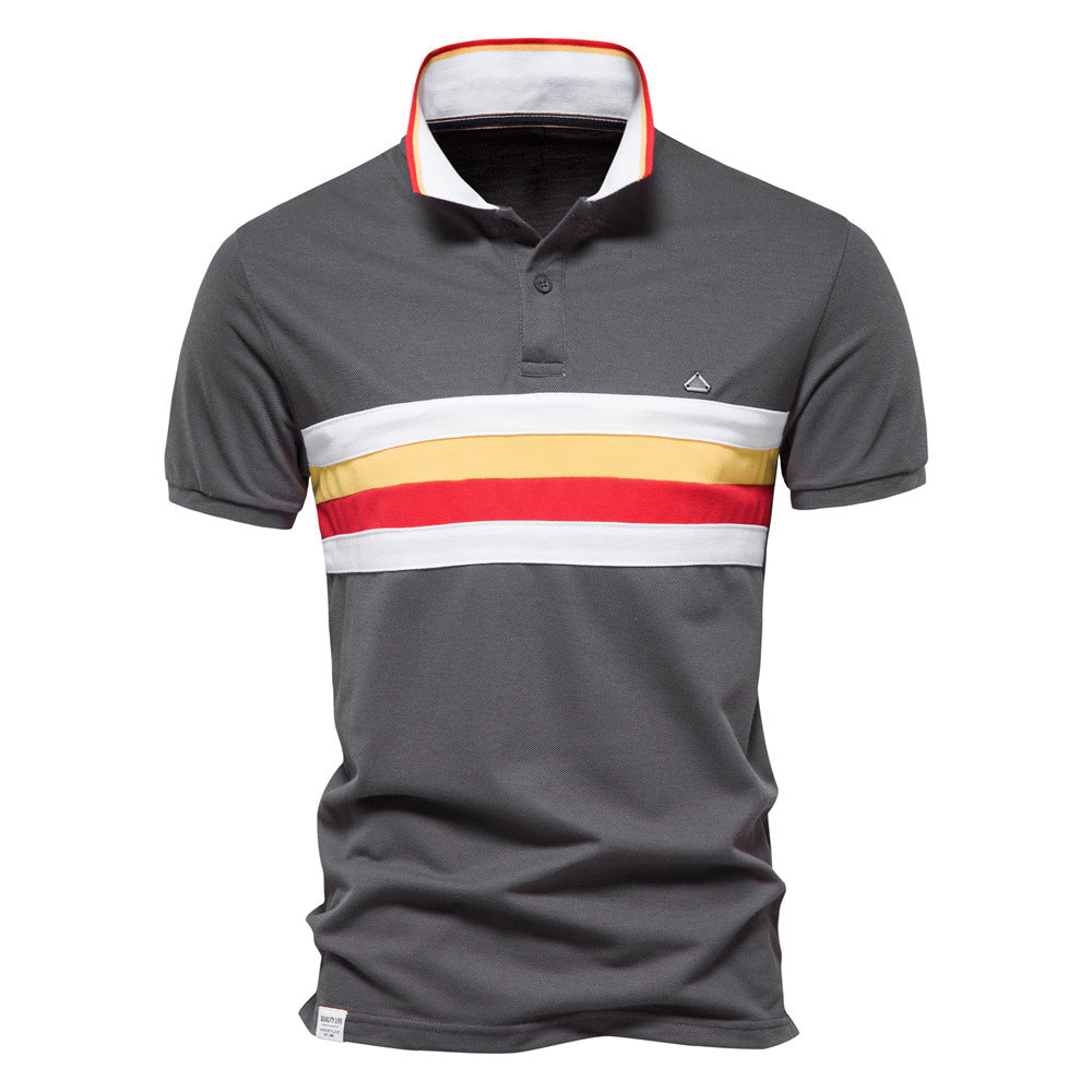 Herrer Poloshirt med kontrasterende farrestreger og moderne krave Stilla