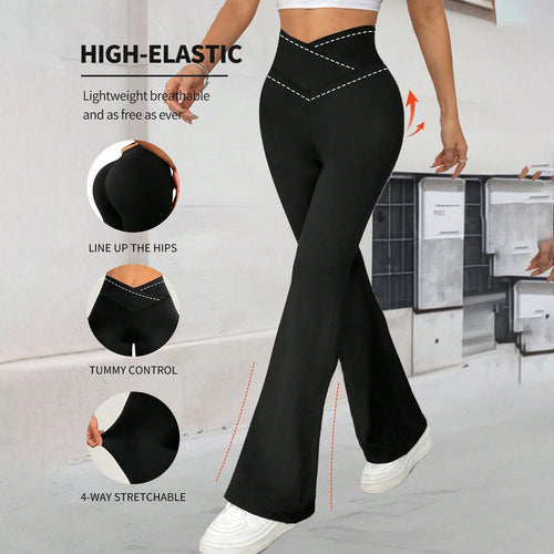 Dame Højtaljede Yoga-Leggings med Mavekontrol og 4-Vejs Stretch Skovae