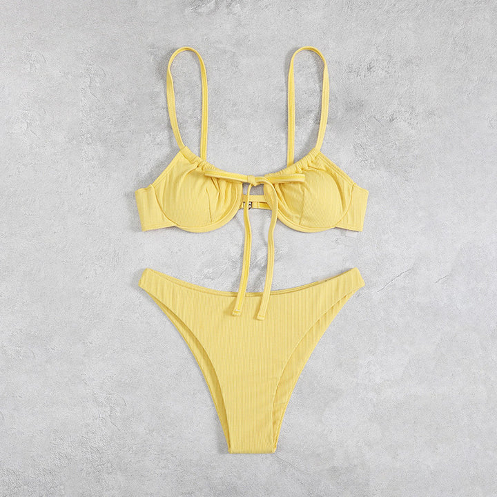 Dame bikini sæt med justerbare stropper og raffinerede flæse detaljer Skovae