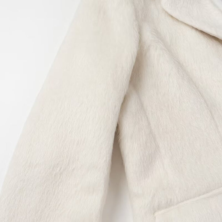 Dame hyggelig fleece-blazerjakke med knapper og lommer Stilla