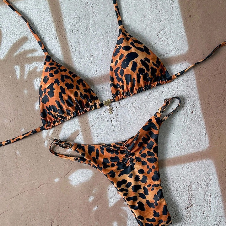 Dame triangel-bikini med spændende dyreprint Skovae