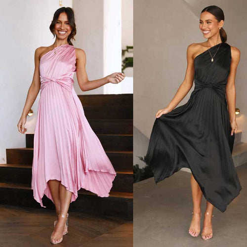 Damer Elegant Maxikjole med asymmetrisk indpakningsdesign og svajende skirt Stilla
