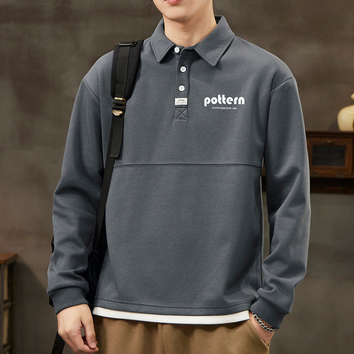 Herrer Casual Vintage-inspireret Sweatshirt med knaplukning Stilla