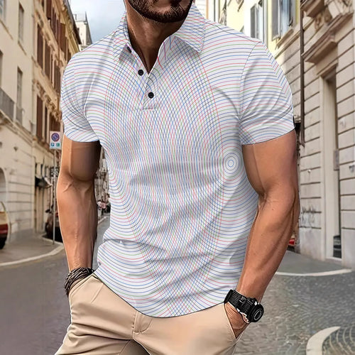 Herrer Poloshirt med moderne grafiske linjer og åndbar materiale teknologi Stilla