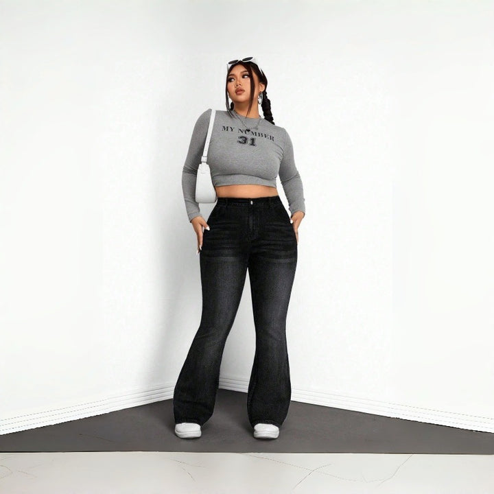 Dame Flared Jeans i vintage-design med høj talje og komfortabel pasform Skovae