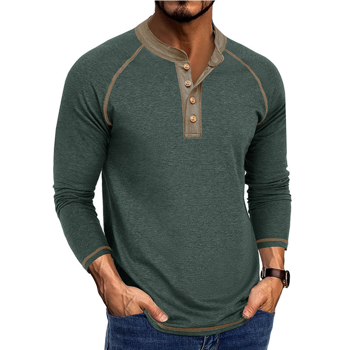 Herrer Langærmet Henley T-shirt med stilfulde knapdetaljer og åndbart materiale Stilla
