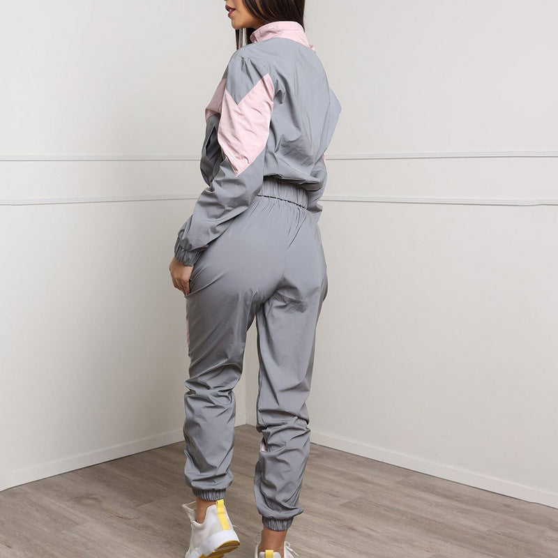 Dame tracksuit med trendy farveblok design og elastik i taljen Stilla