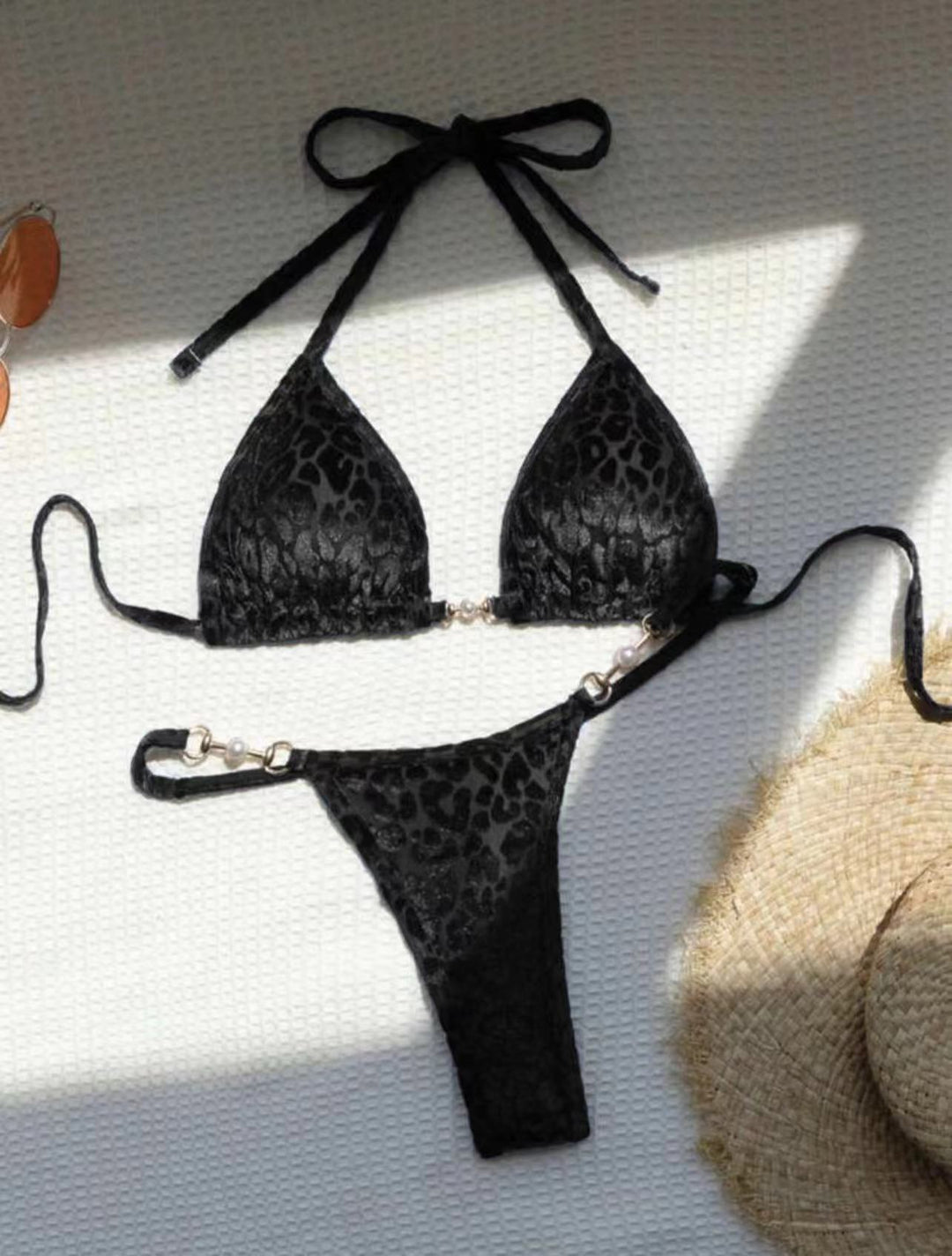Dame Triangel-Bikini-Sæt med luksuriøs glans og elegant leoprint Stilla