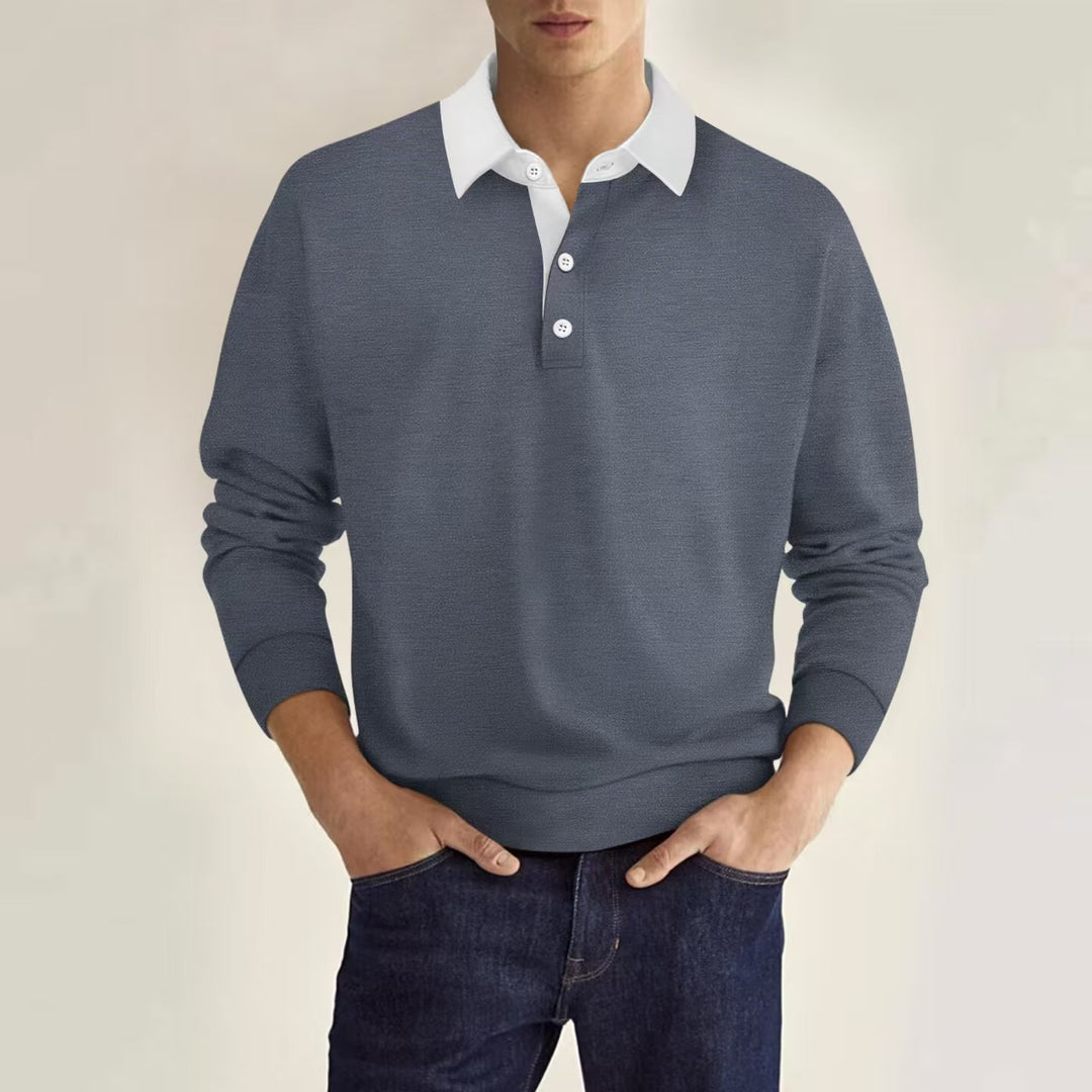 Herre Poloshirt med moderne krave og struktureret overflade Stilla