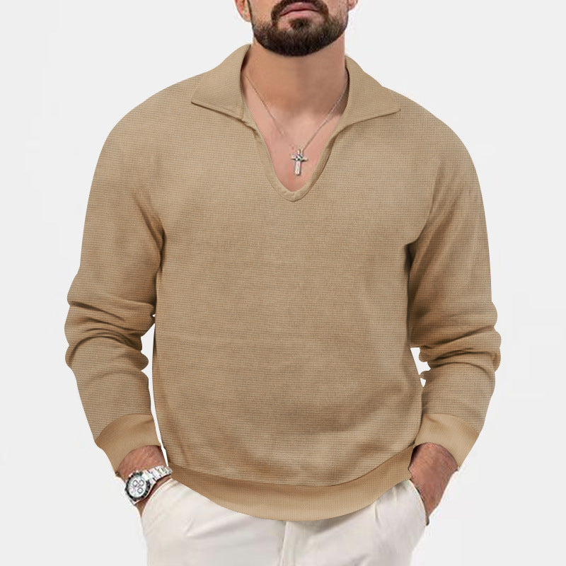 Herren V-hals pullover i afslappet strikdesign Stilla