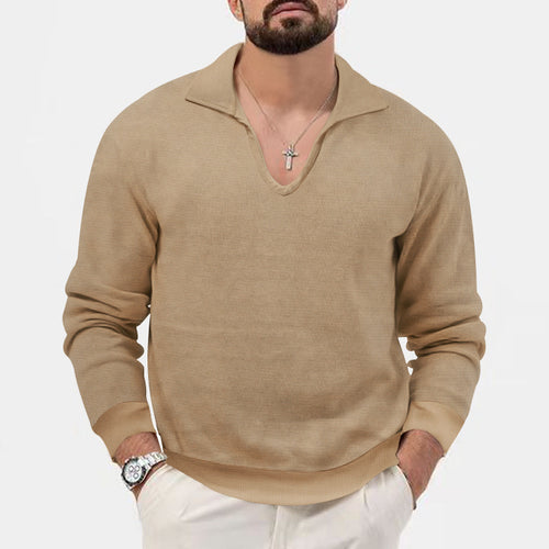 Herren V-hals pullover i afslappet strikdesign Stilla