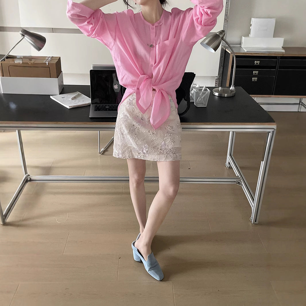 Dame afslappet bluse med linlook Stilla