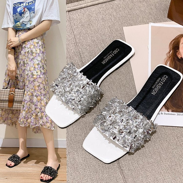 Dame Glamourøse Slippers med glitrende strass-akkent Stilla