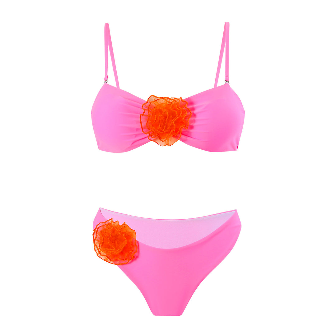 Dame Bikini-sæt med blomsterdetalje og justerbare stropper Stilla