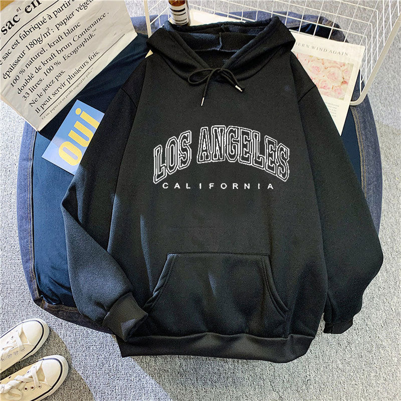 Kvinders hætte sweatshirt med stort Los Angeles tekst Skovae