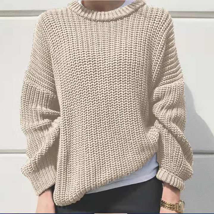 Kvinders afslappede strikket sweater med moderne rib mønster Stilla