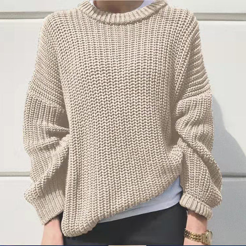 Kvinders afslappede strikket sweater med moderne rib mønster Stilla