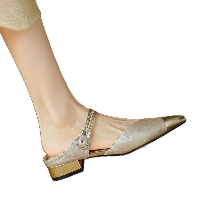 Dame elegante Slingback-pantoletten med fashionabel metalaccent og komfortabel blokhælhæl Stilla