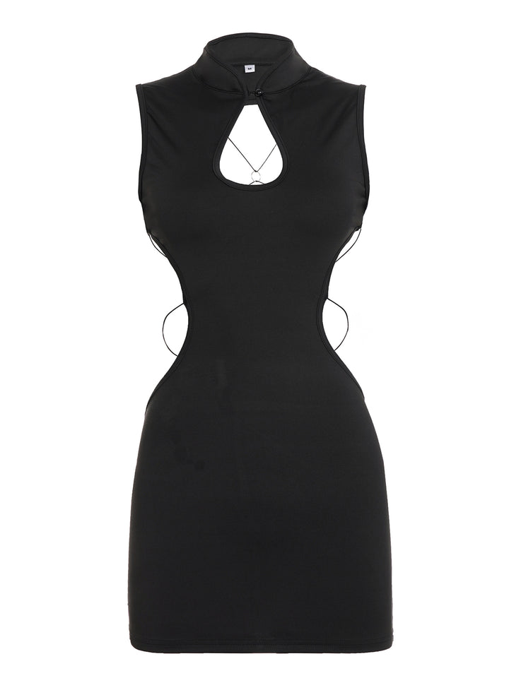 Damen bodycon Kleid mit modischem Cut-Out-Design und schickem Stehkragen Skovae