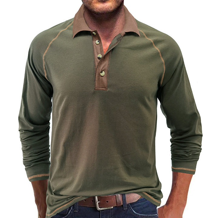 Herrer polo shirt med lange ærmer og moderne krave Stilla